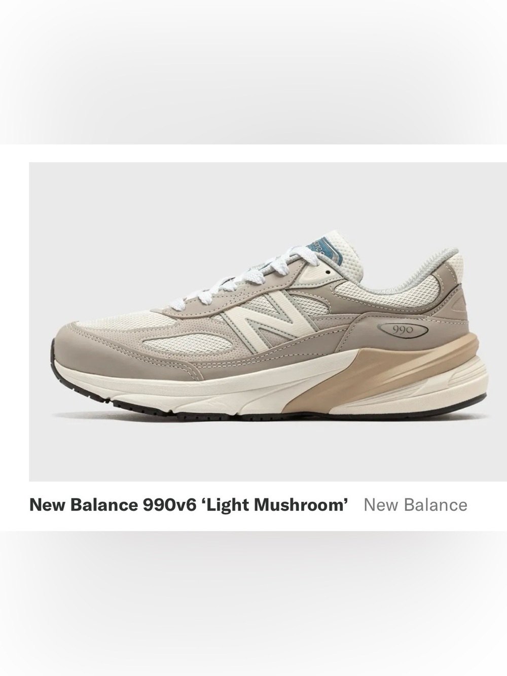 New Balance 990v6 Light Mushroom Men’s 8
